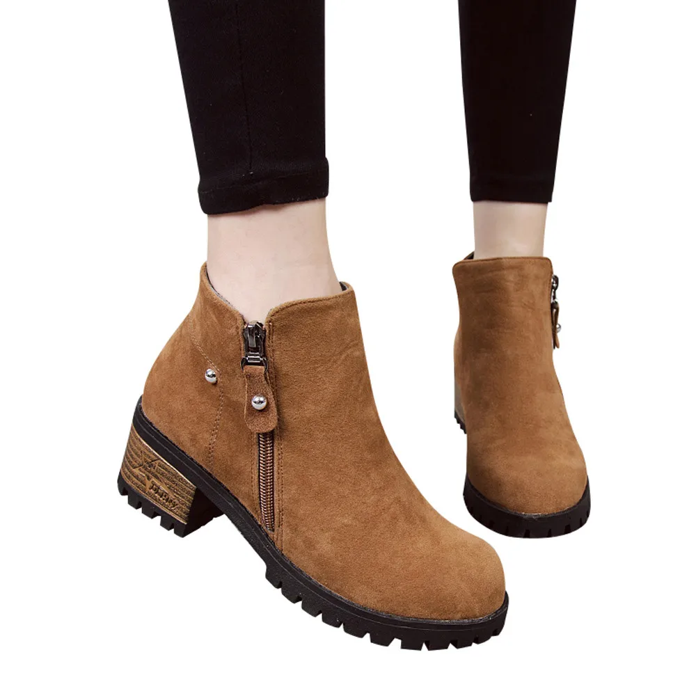 YOUYEDIAN/женские ботинки Martain замшевые ботильоны на высоком каблуке молнии zapatos de mujer