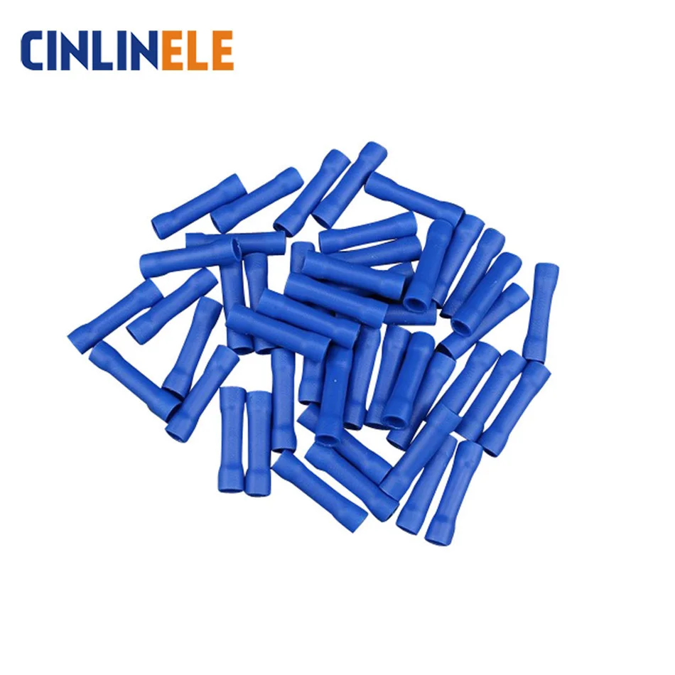 

1000Pcs/Lot BV2 16-14AWG Insulated Straight Wire Butt Connector Electrical Crimp Terminals 0.5mm - 1.5mm