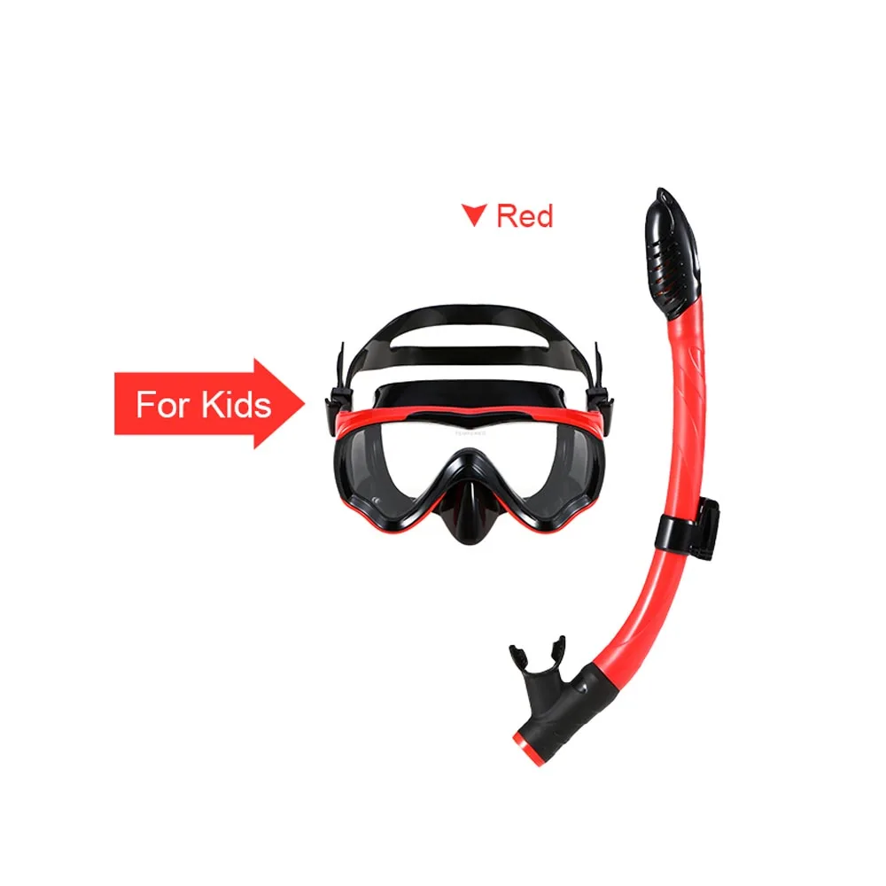 red for kids Новое поступление, Детский набор масктуб для подводного плавания, профессиональная полностью сухая маска для подводного плавания, маска для подводного плавания, очки для плавания - Цвет: red for kids