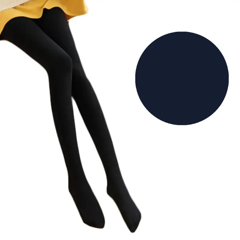 Navy Blue B Женские Эластичные плотные бархатные колготки с высокой талией; теплые однотонные обтягивающие колготки без ступни; теплые обтягивающие колготки до щиколотки - Цвет: Navy Blue B