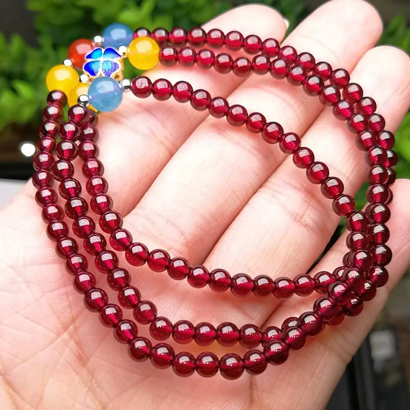 Женский браслет с натуральным гранатом яркие эластичные браслеты|bracelet|strand
