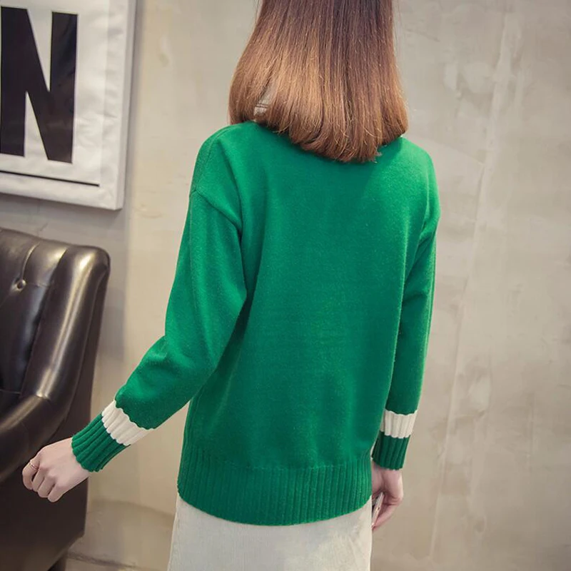 

Thick Warm Knitted Women Sweater Autumn Winter Sexy Pullover Sweater High Elasticity V-Neck Soft Female Jumper top femme