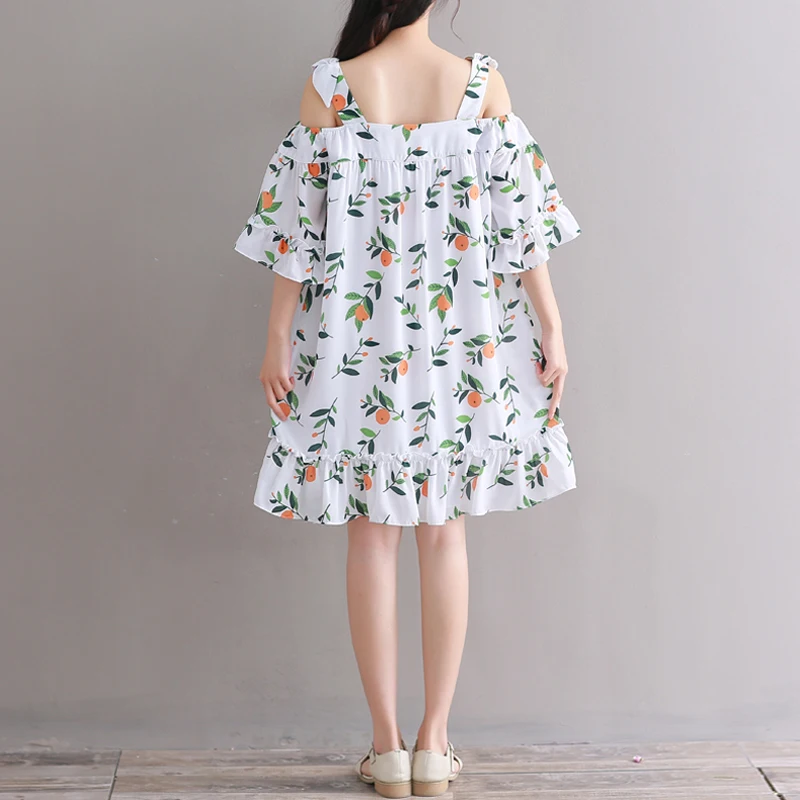 MolyStyle Лето голое плечо спагетти ремень платье с принтом Для женщин Лоскутная