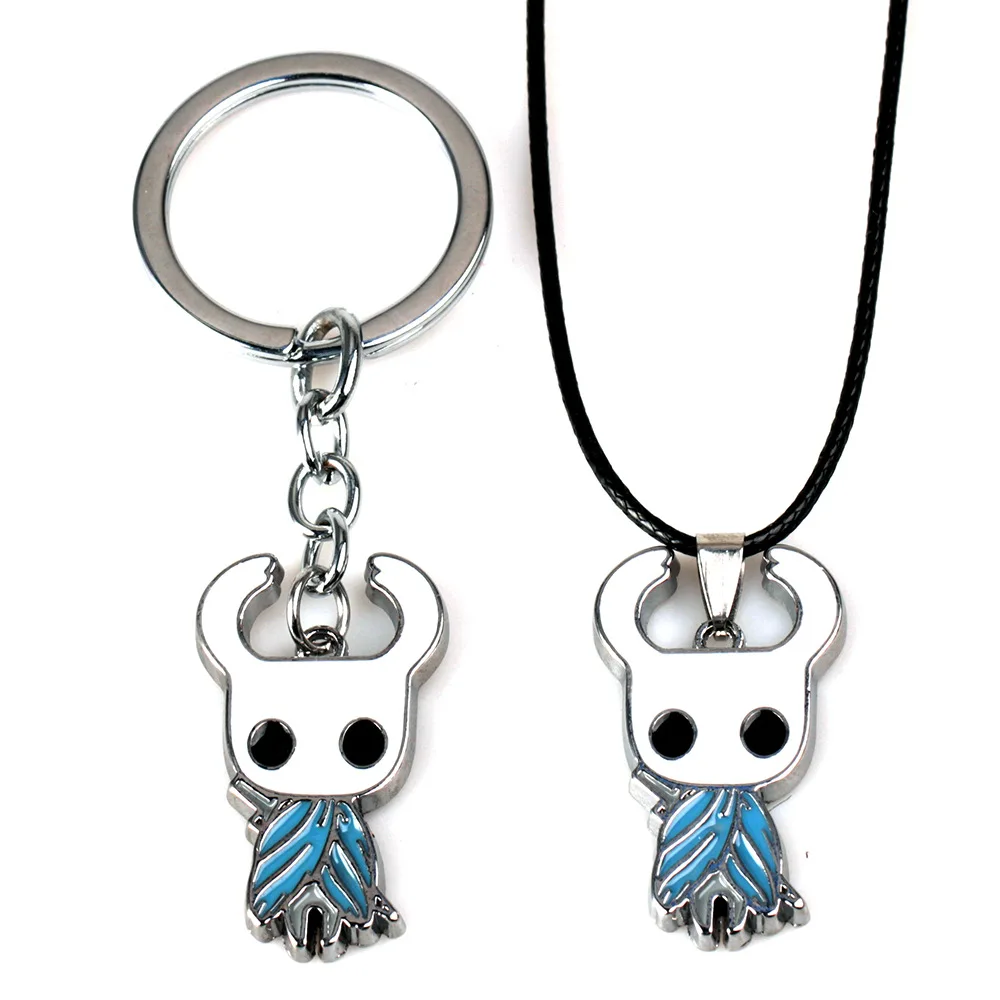

New Game Hollow Knight Protagonist Necklace Keychain Alloy Pendant Keyring For Fans Souvenir Fashion Choker llaveros Jewelry