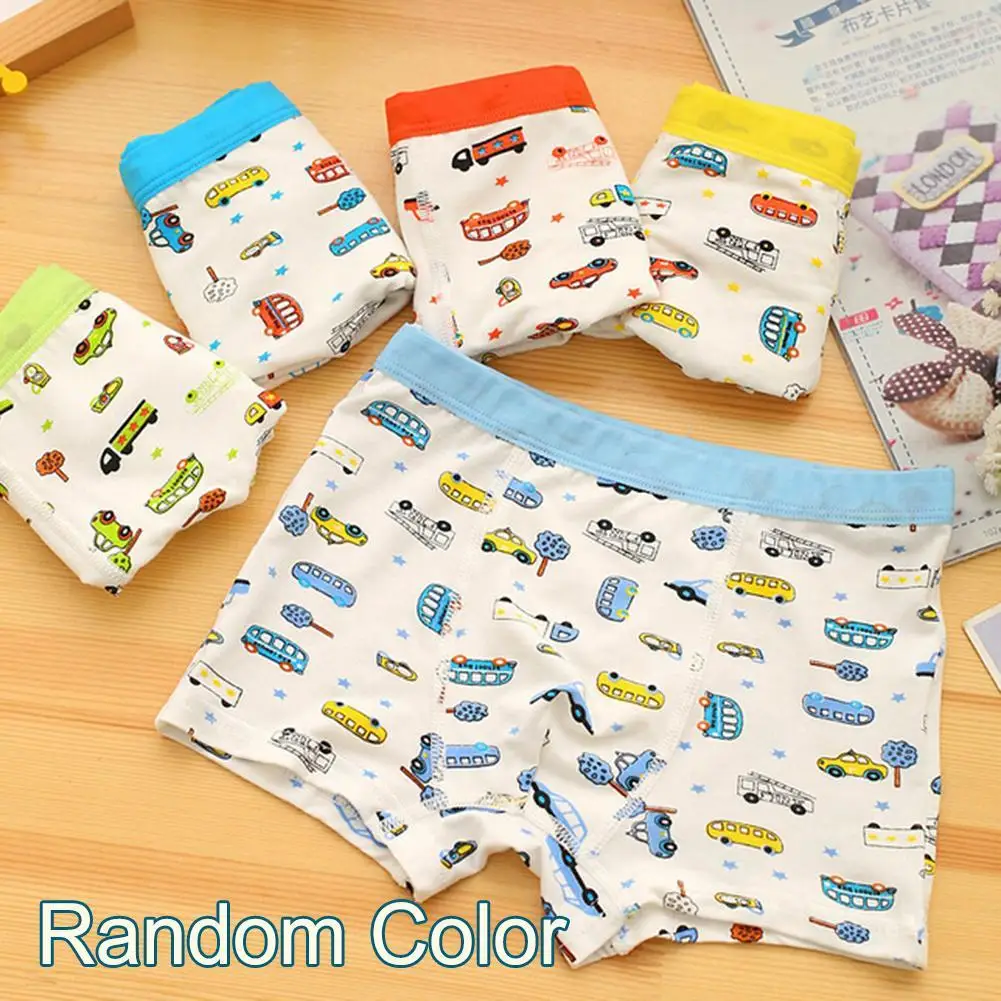 Hot Sale Briefs Children Underwear Panties Infant Shorts Car Cotton Cartoon Image Kids 4 Pcs/pack Colors Random |