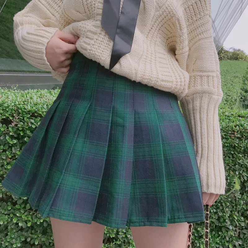Новые женские мини юбки с высокой талией юбки Харадзюку милые Kawaii юбки плиссированная юбка в клетку для колледжа# A006