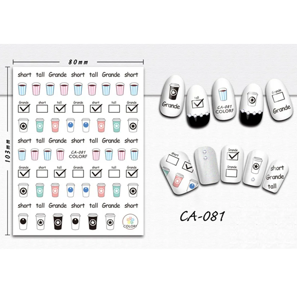 1 лист смешанные цвета модные узоры стикеры 3D на ногти Nail Art осень/лето тематический дизайн очаровательные наклейки Маникюрный Инструмент BECA073-081