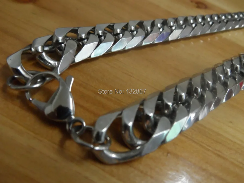 Крупное мужское колье из полированной нержавеющей стали 22-40 дюймов шириной 15 мм