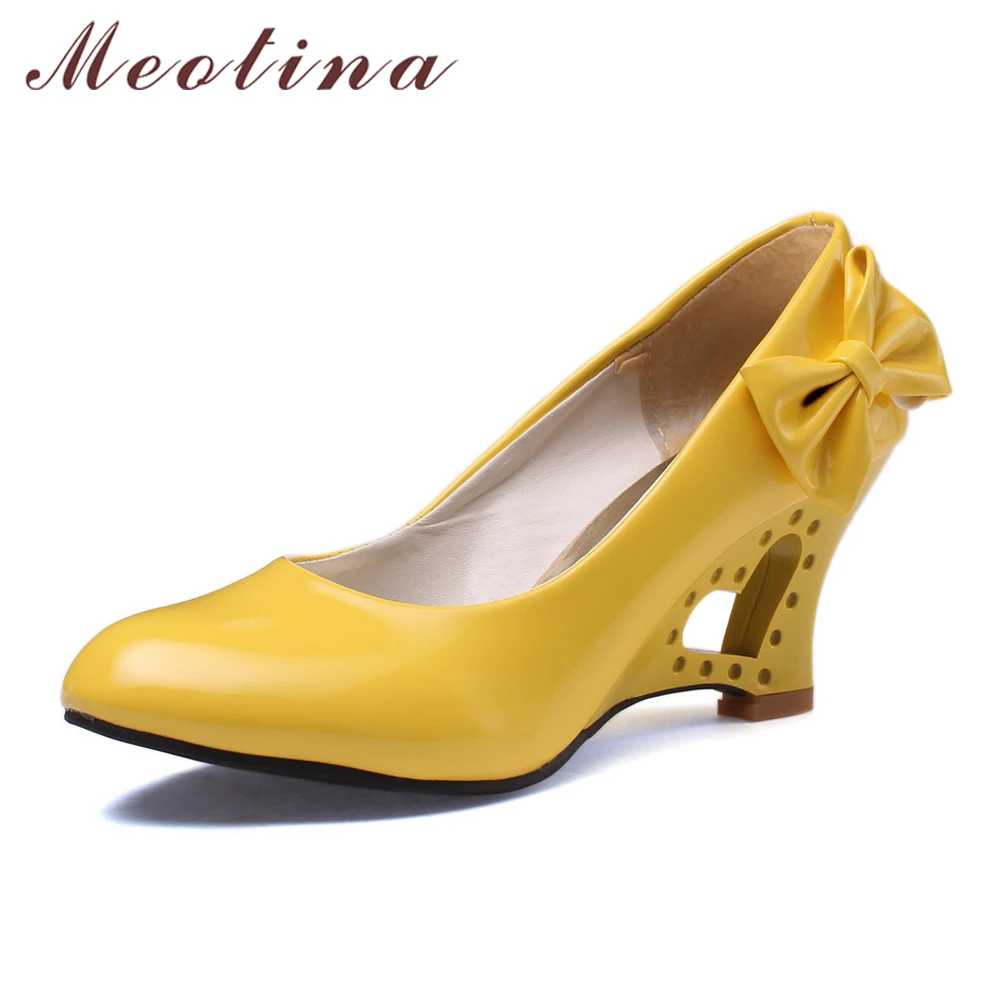 Женские туфли лодочки на танкетке Meotina из искусственной лакированной кожи