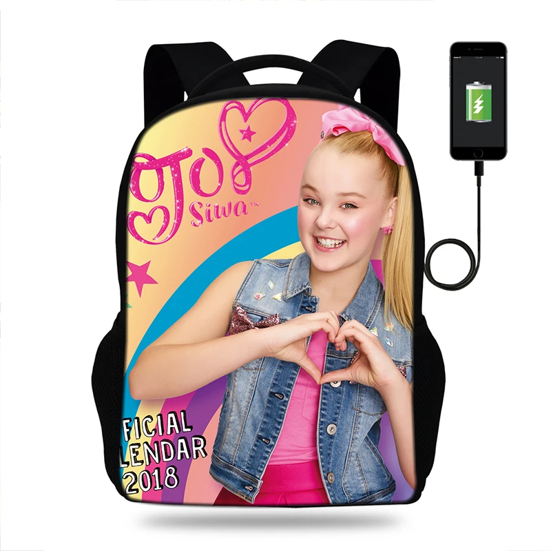 Суперзвезда JoJo Siwa USB зарядка сумка для компьютера рюкзак женщин подростков