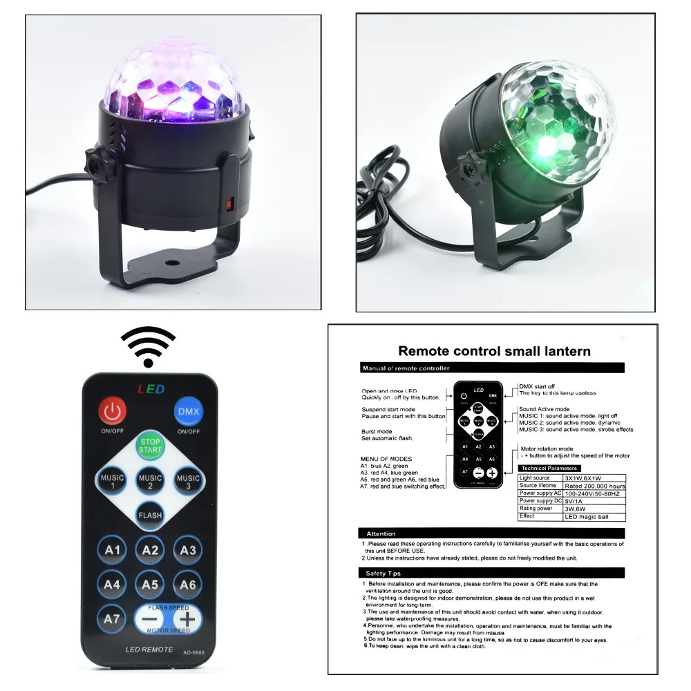DJ вечерние светильник s Projetor лампа диско-шар RGB 3 Вт ИК-пульт ЕС США штекер сценический светильник