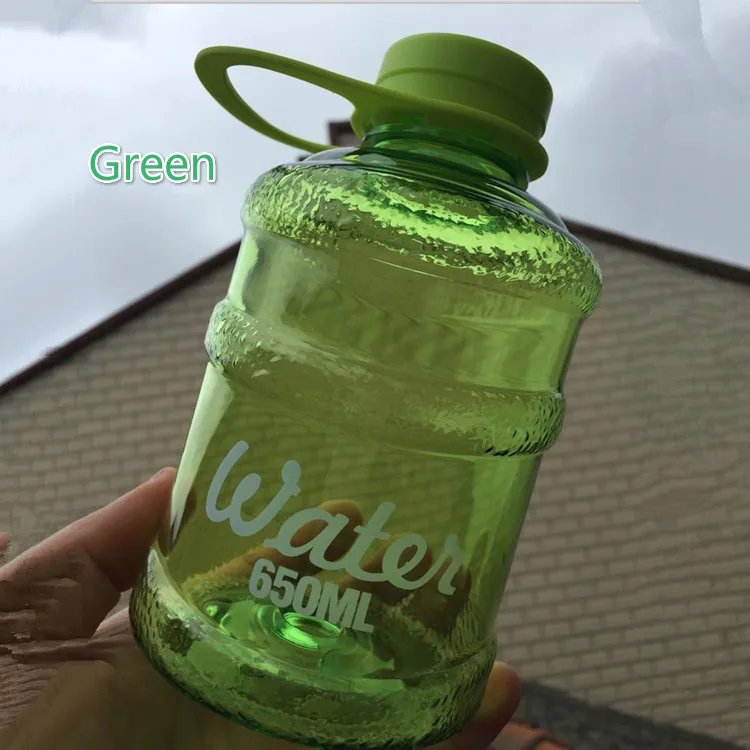 green 650ml Новая креативная пластиковая чашка большой емкости, мини-ведро, портативная Герметичная Бутылка Для Воды 650 мл, большая бутылка для питья сока - Цвет: green 650ml
