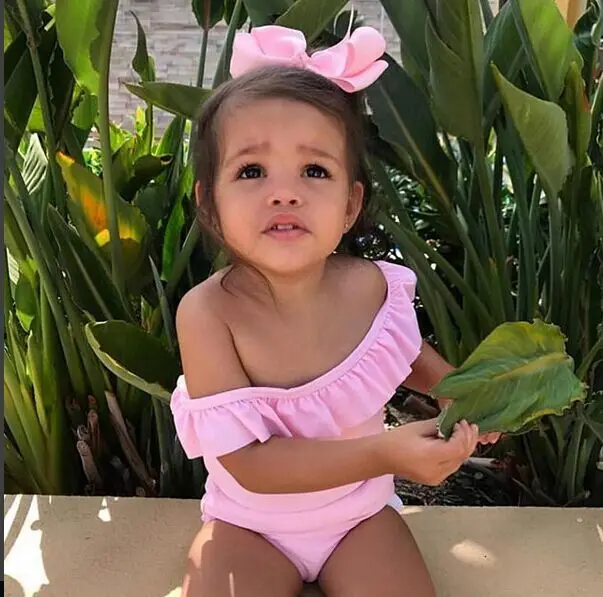 Hirigin/детский однотонный купальный костюм с оборками для маленьких девочек