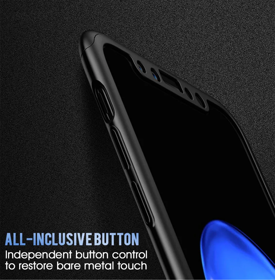 Чехол на 360 градусов для iPhone 7, 8 Plus, X, XR, XS Max, с закаленным стеклом, Жесткий Чехол для iPhone 6, 6splus, X, 5, 5S, SE