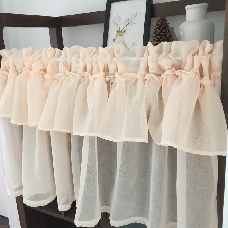 

Korean Double Fold Colorful Half Curtain For Kitchen Sheer Voile Window Valance Cafe Short Curtain Cabinet Door Cheap QT034H