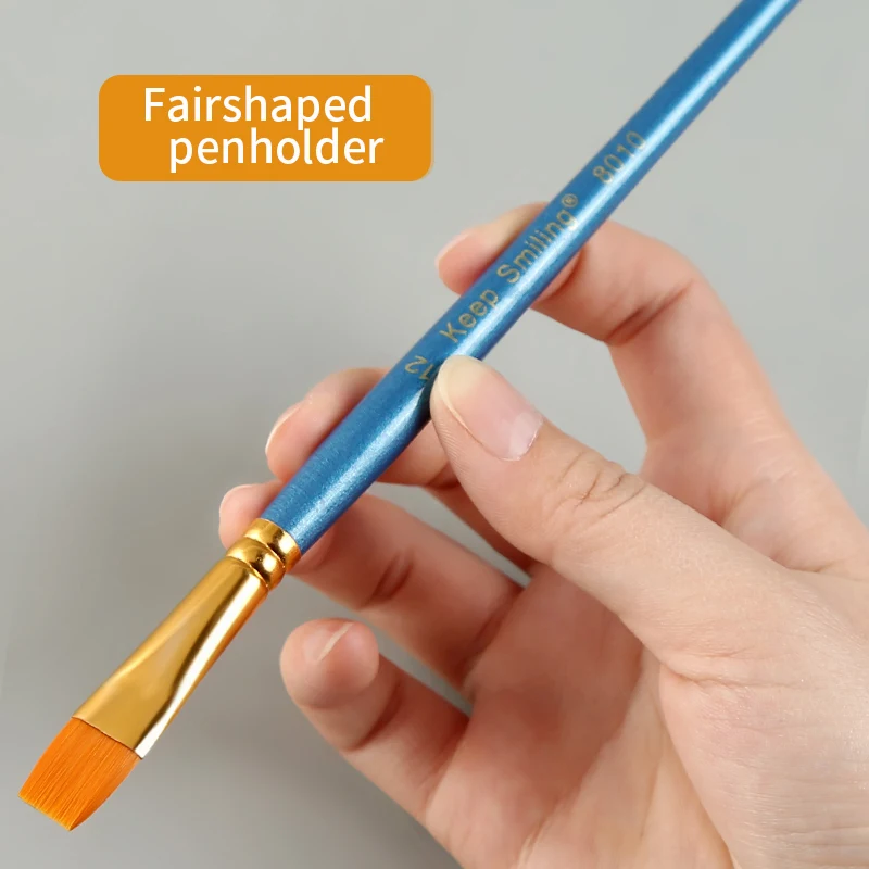Набор кистей из 10 штук для акварели и акрила, нейлоновое волокно, длинная ручка, круглая головка, плоские кисти для детских художественных материалов.