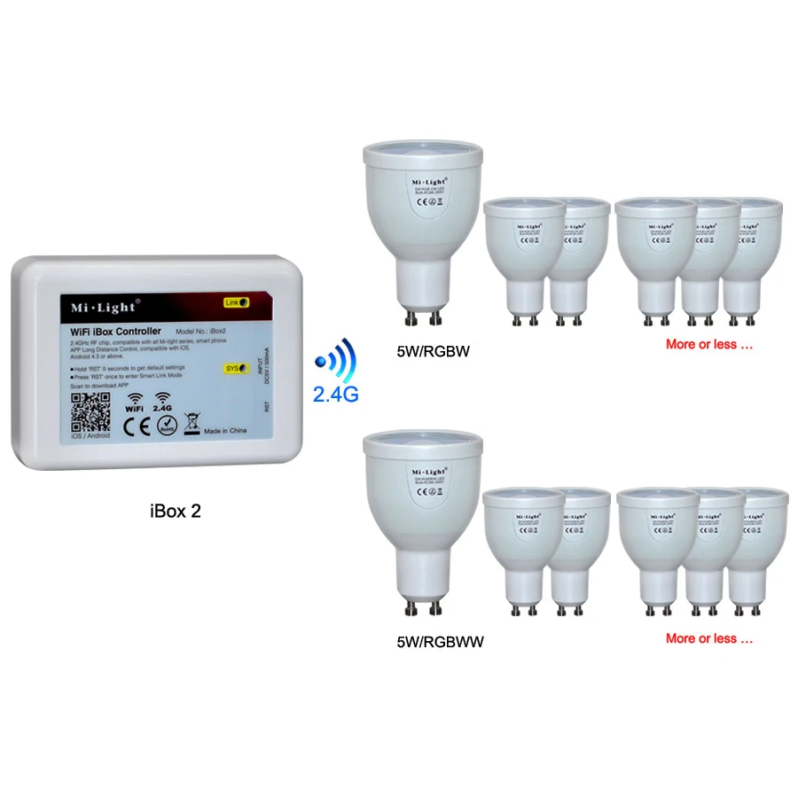Mi Light RGBW светодиодные лампы AC86 265V GU10 5 Вт RGBWW точечное освещение беспроводная