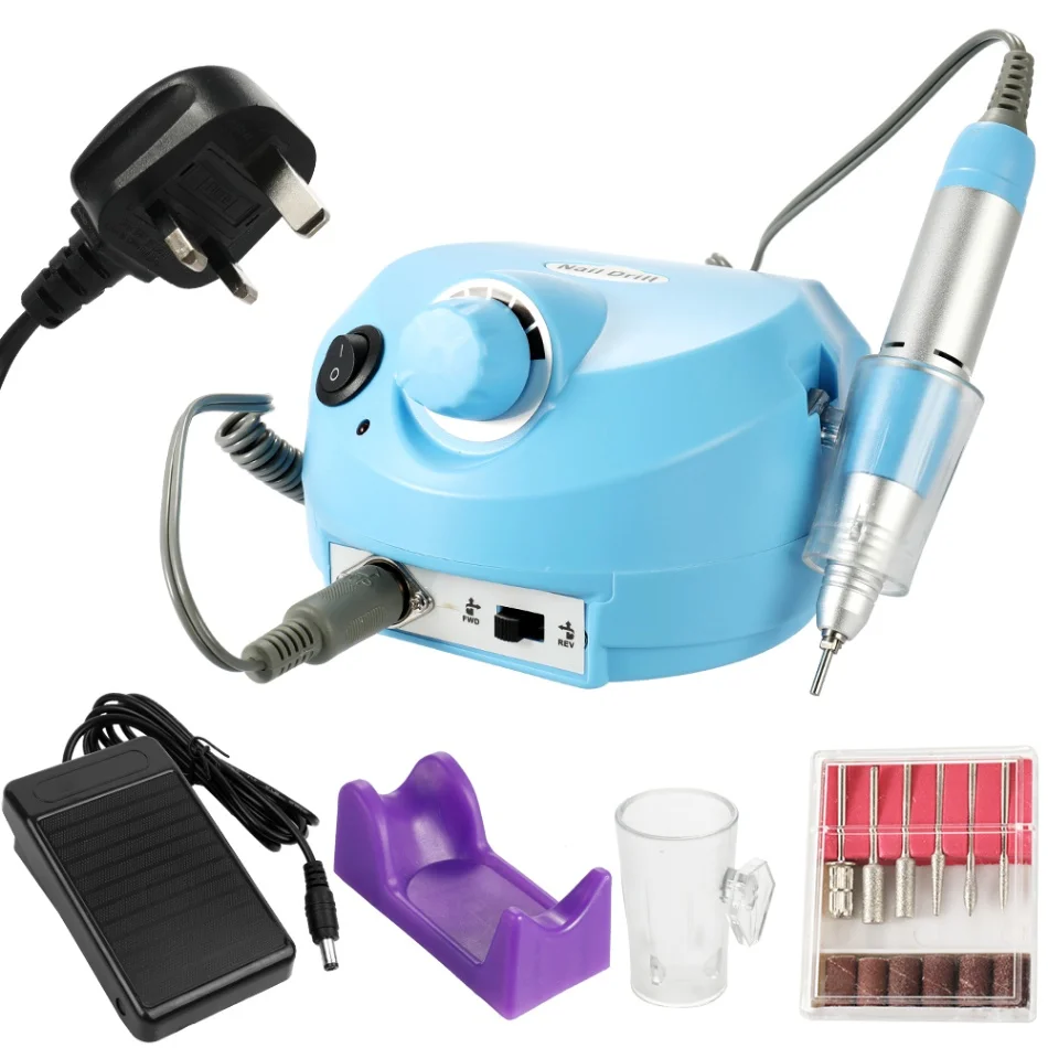 Blue UK Plug 30000r Электрический лак для ногтей Инструменты для удаления сверла оборудование для ногтей маникюрный продукт Профессиональный полировщик ногтей наборы - Цвет: Blue UK Plug