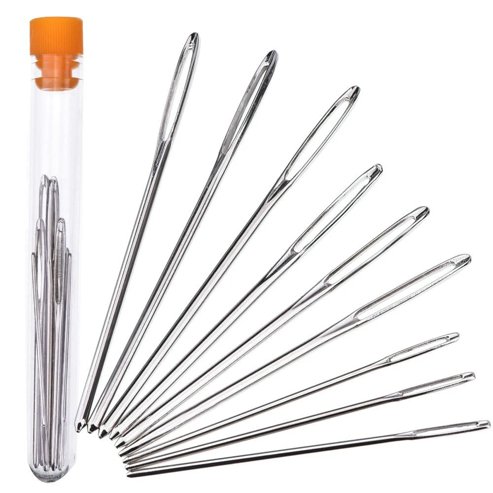 

9pcs/Set Large Eye Needles Leather Sewing Needles Stainless Steel Needle Embroidery Tapestry Hand Sewing Accessories