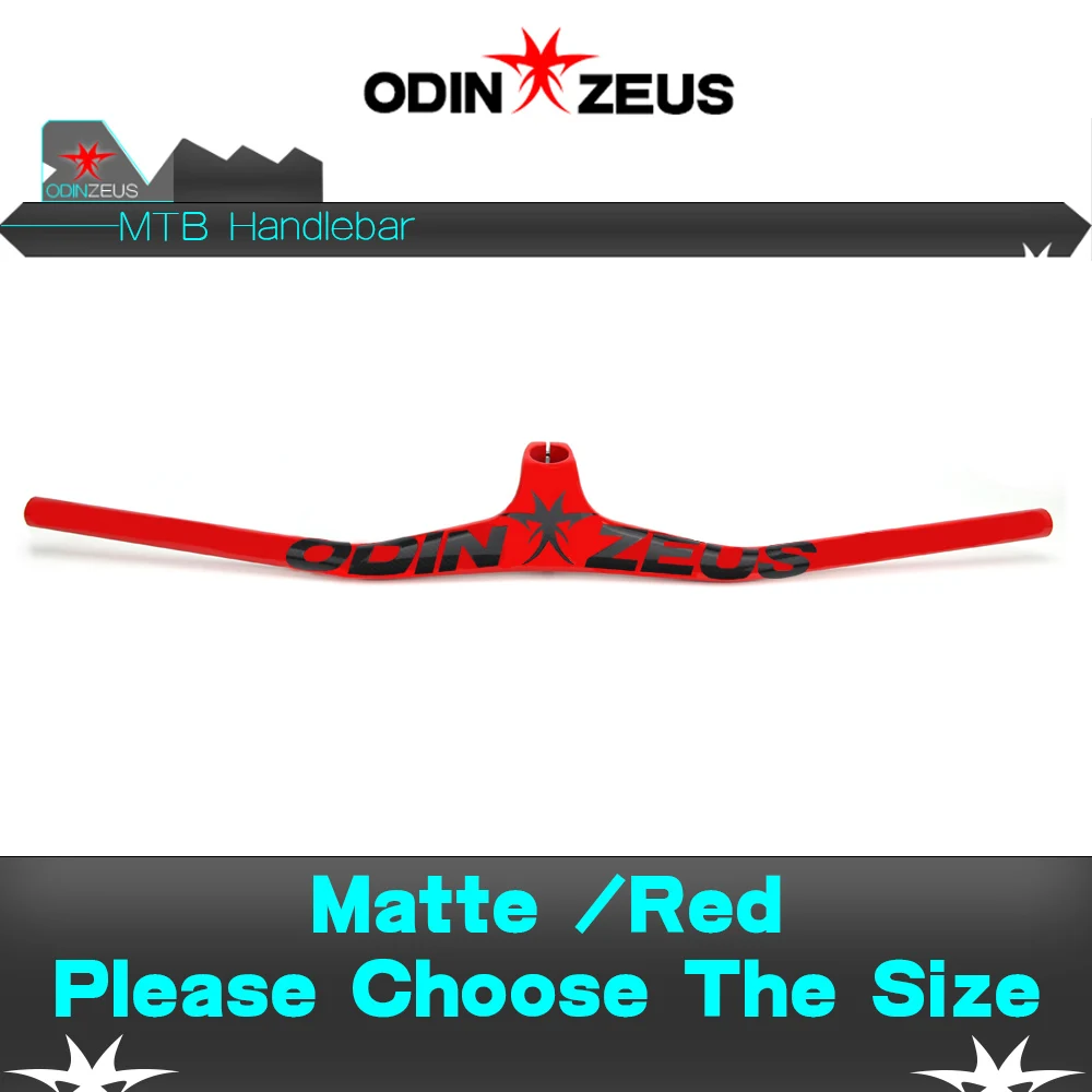 Matte Red ODINZEUS Manillar углеродный MTB велосипедный руль однообразный Интегрированный руль со стволом 3 к черный глянец/матовый углеродный руль - Цвет: Matte Red