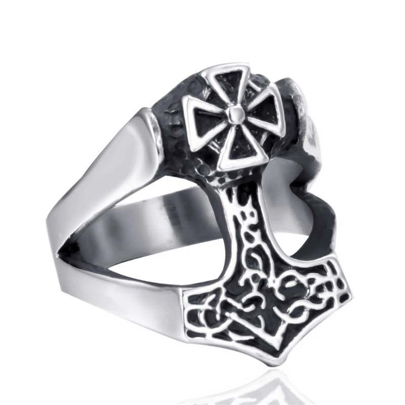 Мужское кольцо из нержавеющей стали крест Viking Mjolnir Magick Thor's Hammer оптовая продажа