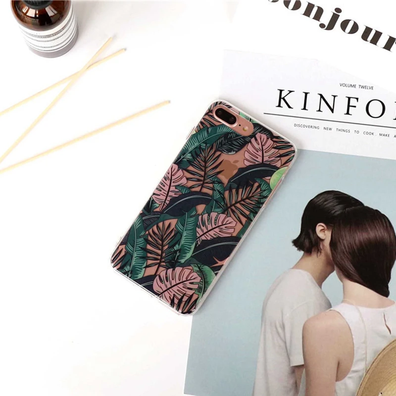 Wmzsucc Chic японский рисунок банановых листьев Прозрачный чехол для телефона iPhone 6S 6 8
