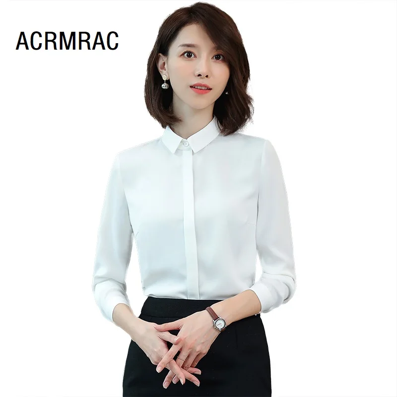 Women shirt Slim spring autumn Long sleeve Turn-down Collar OL Formal Business Blouses & Shirts Woman 8803