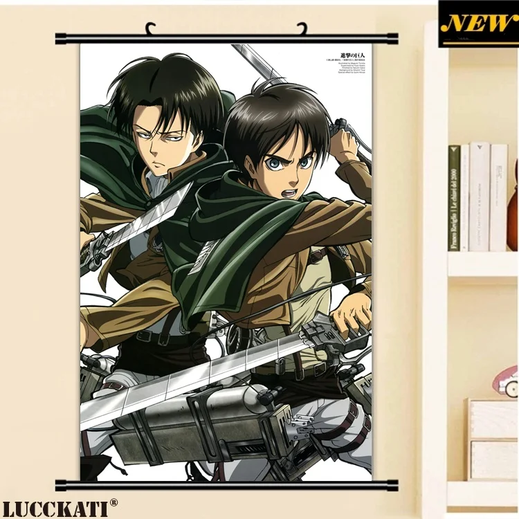 40X60 см Snk Attack On Titan Shingeki no Kyojin Levi Eren CAME мультфильм аниме Настенная картина прокрутка