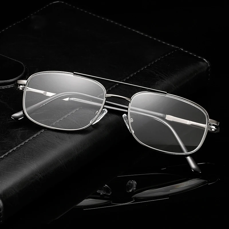 Модные Портативные очки для чтения деловые мужские металлические двойные