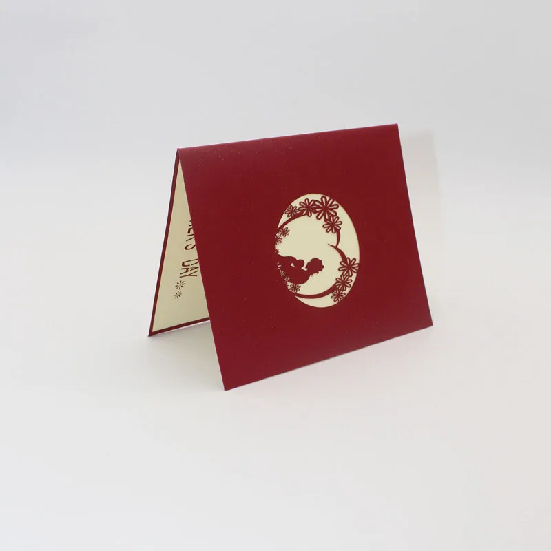 3D лазерная резка ручной работы милые бумажные Пригласительные открытки для мамы и детей открытка на день