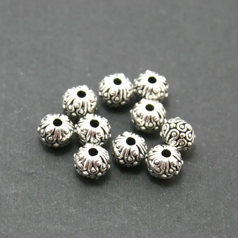 Бусины NiceBeads 10 шт. металлические бусины 6 мм подвески тибетские серебристые