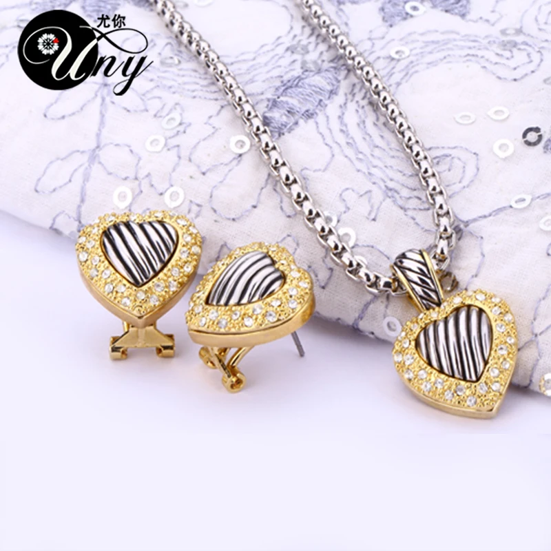 Uny модных брендов jewelries комплекты сердце женщины комплект ювелирных jewelries комплекты роскошный комплект ювелирных изделий Новогодние товары подарок