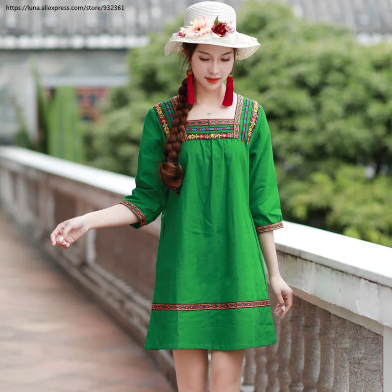 Винтажное богемное свободное мини-платье для женщин с цветочным узором летнее