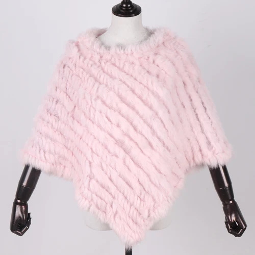 pink Женское пончо из натурального натурального кроличьего меха, женский меховой шарф из пашмины, Женский пуловер для вечеринки, хорошее качество, шарф из кроличьего меха - Цвет: pink