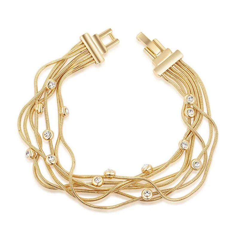ROXI ROMAD Brand Gold Color Austrian Crystal Multi-layer Bangles Bracelets For Women Luxury Elegant Wedding Jewelry Party Gift | Украшения