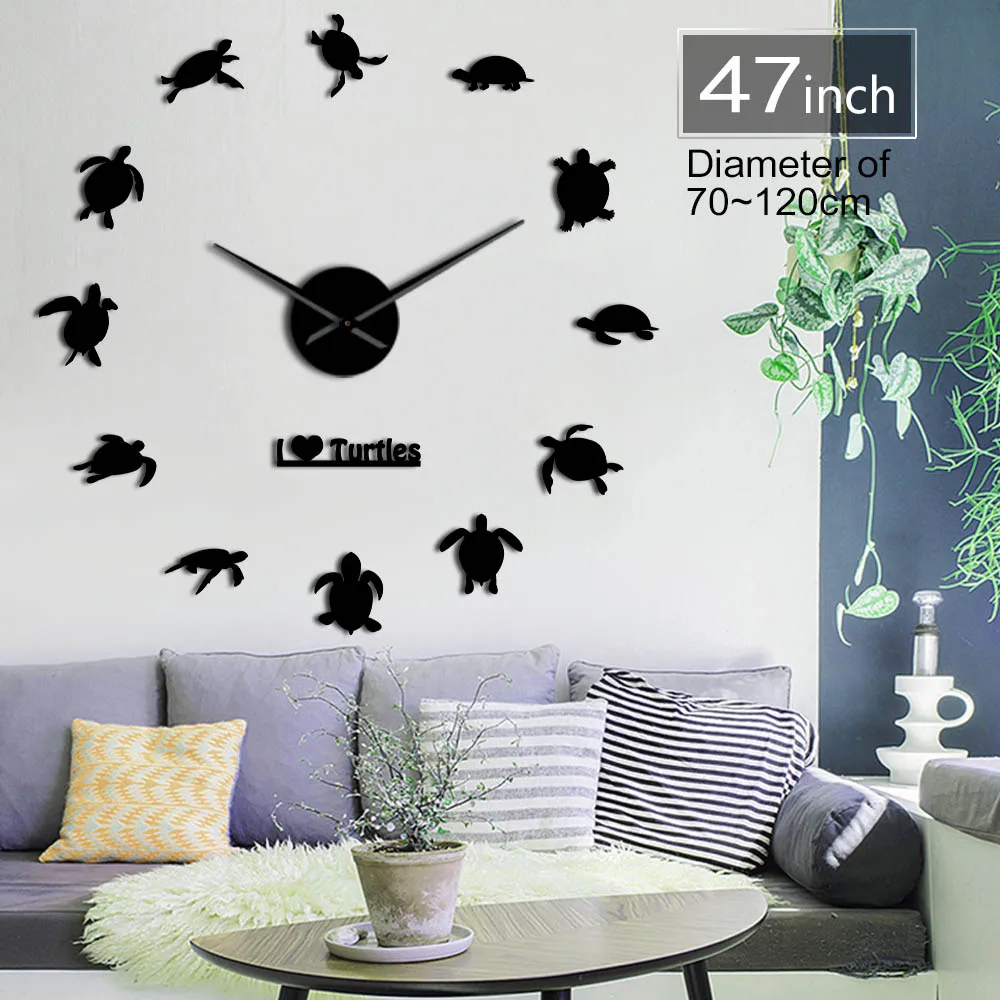 Самоклеящиеся настенные 3d часы в форме морской черепахи модное украшение для