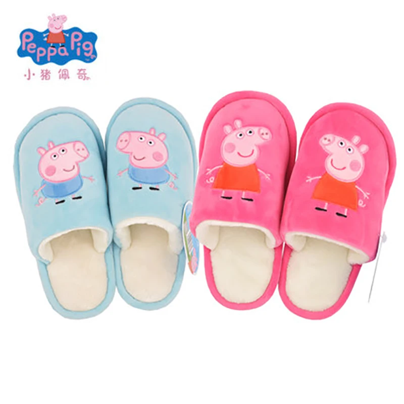 Оригинальные Плюшевые тапочки Peppa Pig Джордж; 19/21, 5 см; домашние тапочки из хлопка с мягкой подошвой; тапочки со Свинкой Джордж Пеппой; подарок на день рождения для детей