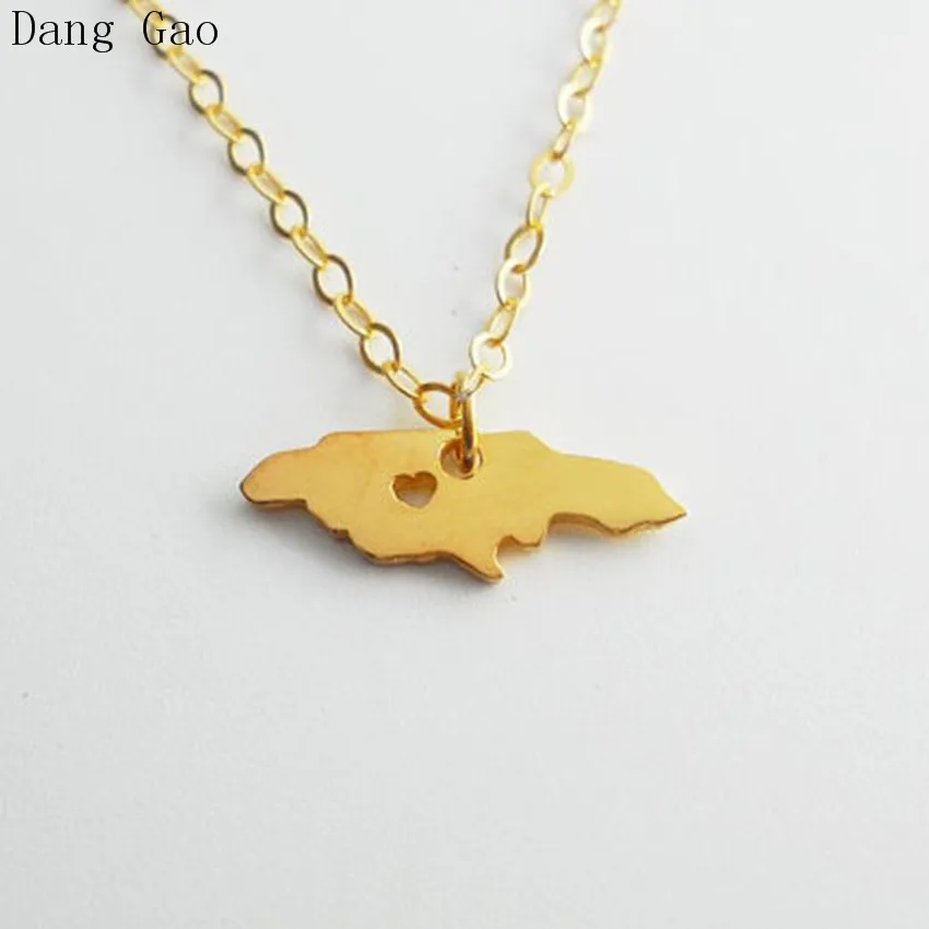 Модное ожерелье-чокер с подвеской картой Карибского Ямайки и сердцем для женщин