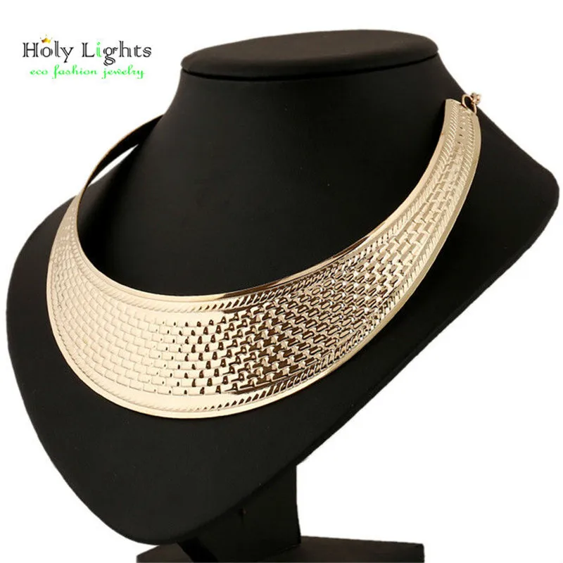 Новый модный полумесяц панк torques золотистого цвета воротник чокер рок hyperbole bib