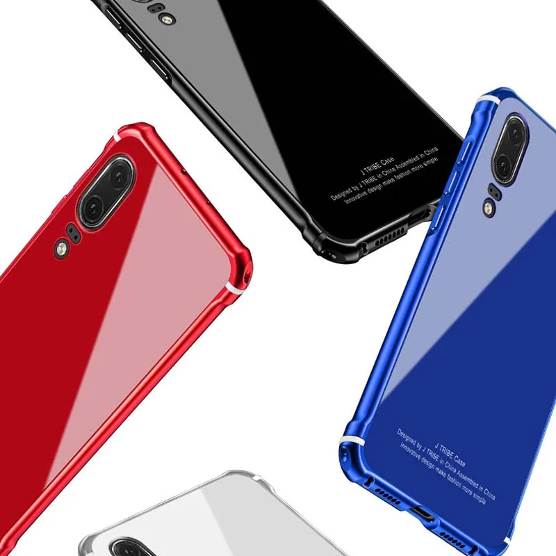 Роскошный чехол для huawei P20 Pro, Алюминиевый металлический бампер, задняя крышка из закаленного стекла, чехол для huawei P20, JS0197