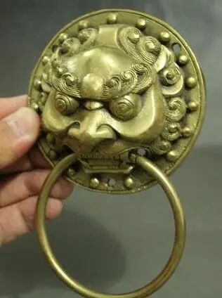 9 см народный китайский латунный феншуй собака Фу Собака гвардион голова льва