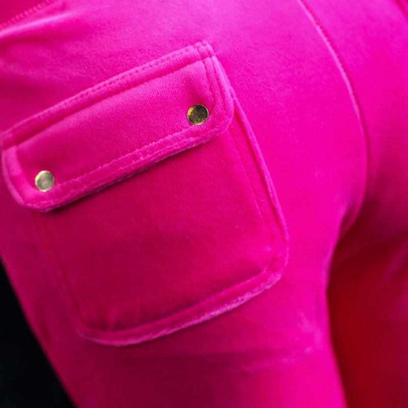 

2020 Women'S Brand Velvet woman tracksuit 2 pieces women tracksuit Hoodies And Pants Female hot drilling rose Red