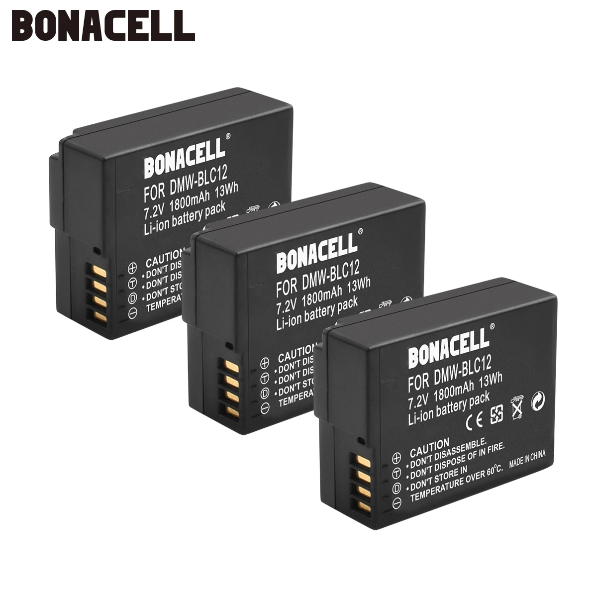 Bonacell 1800mAh DMW-BLC12 DMW BLC12 аккумуляторная батарея для Panasonic Lumix G6 G5 G7 FZ1000 L50 - Цвет: 3 Pack Battery