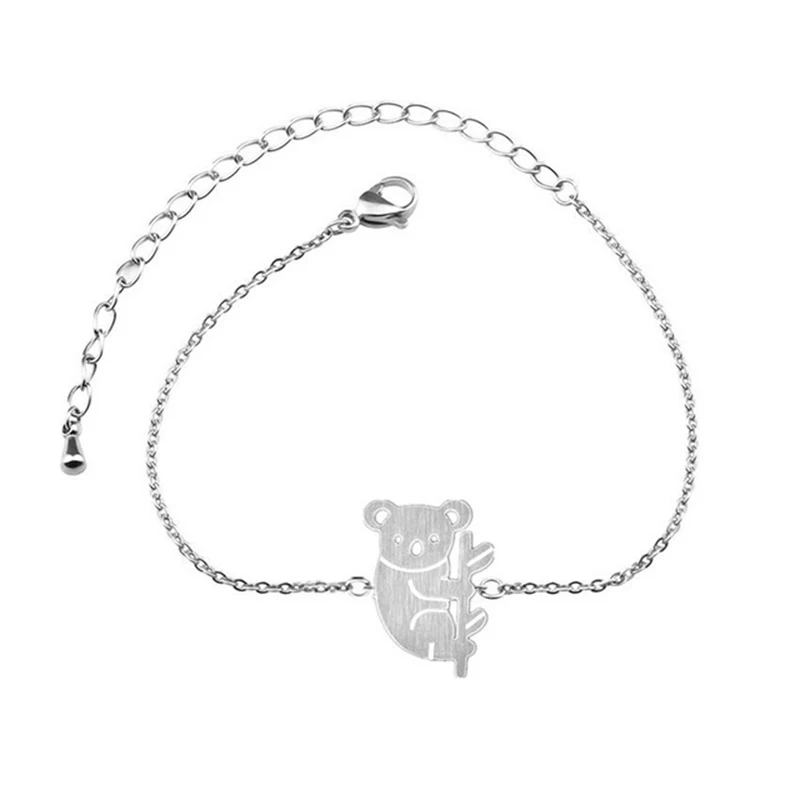 GORGEOUS TALE Animal Jewelry Cute Tiny Koala Bracelet For Women Men Charm Stainless Steel Gold Silver Color Wedding Accessories|bracelets for|wedding