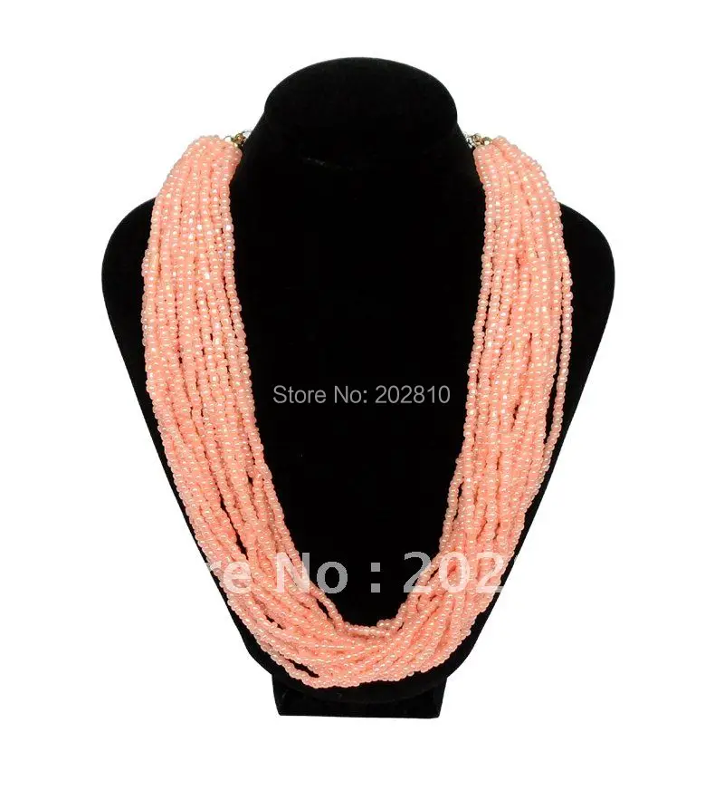 Оптовая продажа светло красное M стеклянное ожерелье с бусинами эффектное для