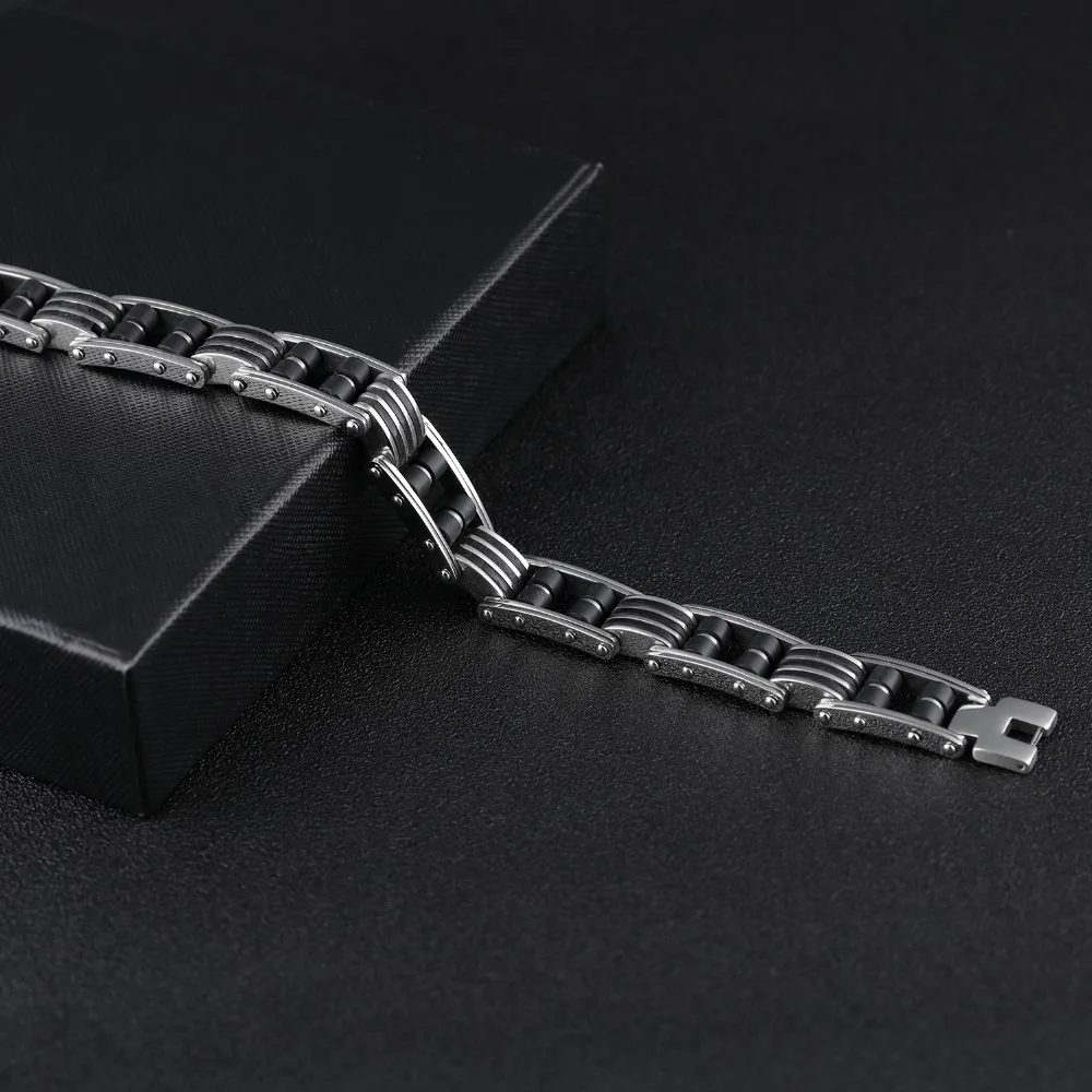 Крутой Панк Рокер черный силиконовый мужской браслет Homme Высокое качество