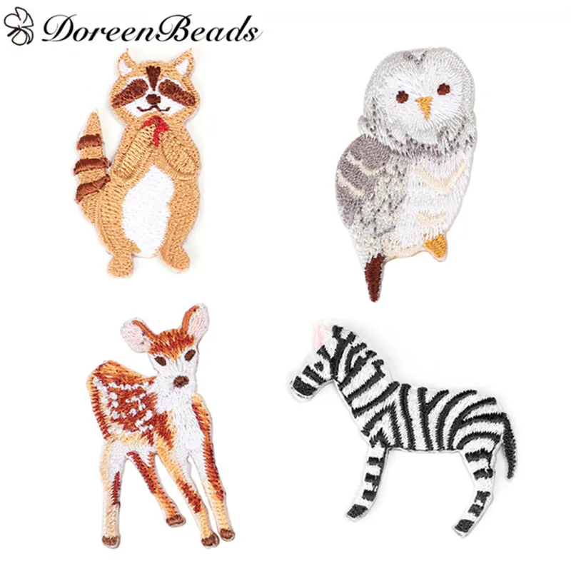 DoreenBeads коричневый Медведь Олень Серая Сова Зебра Животные вышивка DIY патчи