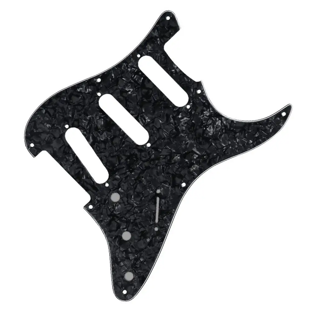 FLEOR 1 шт. винтажная 8 отверстий электрогитара Strat накладка sss pick Guard царапина пластина w/Винты гитарные части и аксессуары - Цвет: Black Pearl