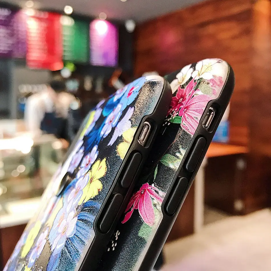 Чехол для iPhone Xs Max XR 7 8 Plus Модный цветочный силиконовый растягивающийся чехол с