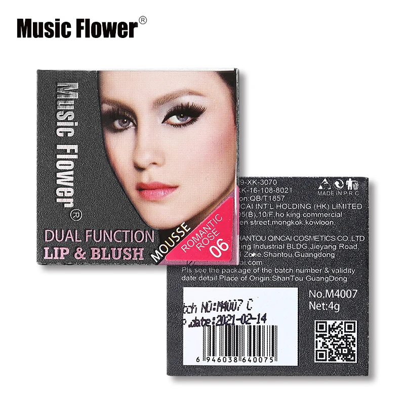 Music Flower Фирменная Новинка Косметика 6 цветов Daul Founction губ и румян Макияж Набор питательный увлажняющий крем для губ Румяна Губная помада